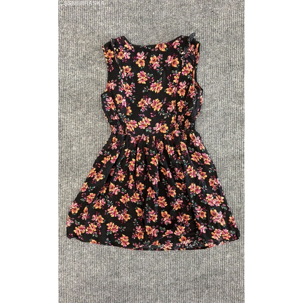 Charlotte Russe Women's Black Floral Sleeveless Fit Flare Mini Dress Sz S